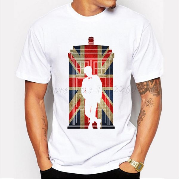 

new fashion dr who men's customized t-shirt doctor who uk flag vintage printed male casual hipster funny tee