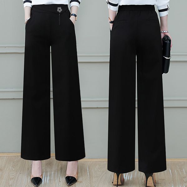 

pants female 2020 autumn new style high-waisted big foot harem drape chiffon loose pants trousers straight casual trousers, White