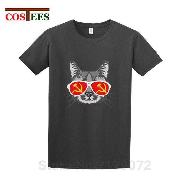 

vintage russia cccp yuri gagarin t-shirt men funny soviet communist cat parody funk style tshirt retro harajuku tee