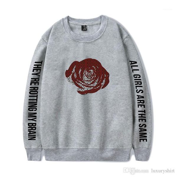 

sleeve crew neck loose designer mens hoodies rip male clothing hiphop juice wrld mens sweatshirts long, Black