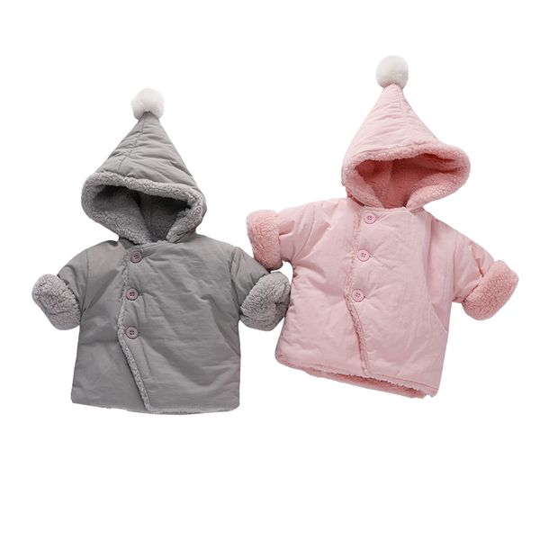 

cute warm coats age for 6m - 2 yrs baby girl long sleeve hooded pink kids outerwear 2020 new autumn winter children clothes, Blue;gray