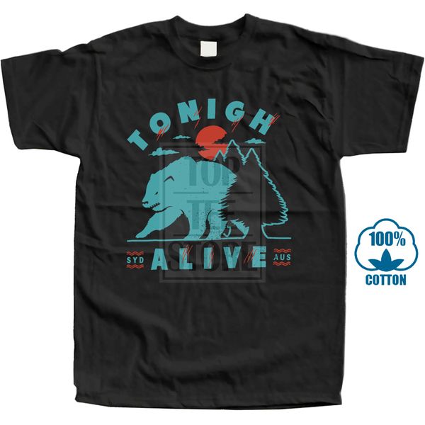 

tonight alive mens t shirt big blue bear in the woods word logo 021325