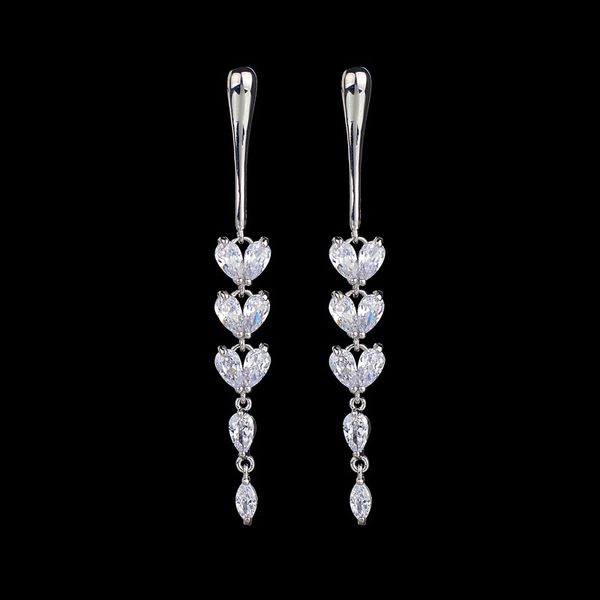 

crystal cubic zirconia fringed long earrings grade zircon inlaid earrings online wholesale, Golden