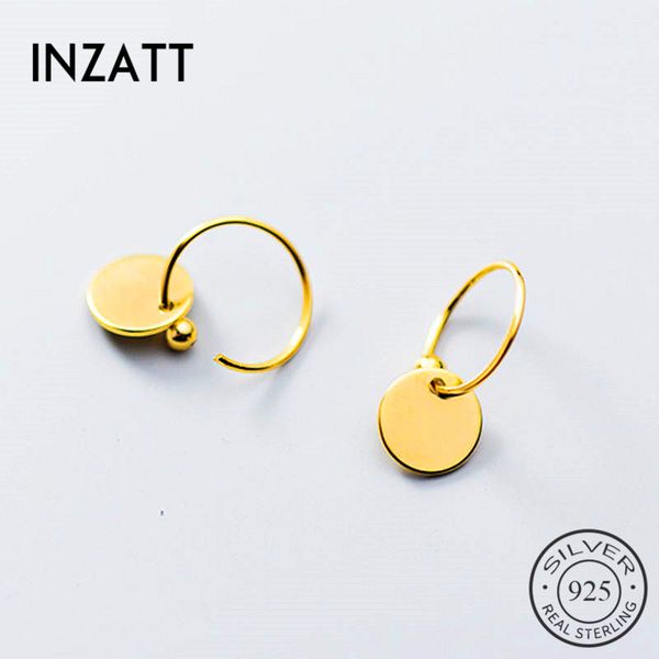 

inzareal 925 sterling silve minimalist round hoop earrings for fashion women party fine jewelry geometric accessories gift, Golden;silver