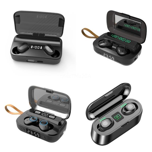 

wireless earphone bluetooth v5.0 f9 tws headphone hifi stereo earbuds led display touch control 2000mah power bank headset with mic#120
