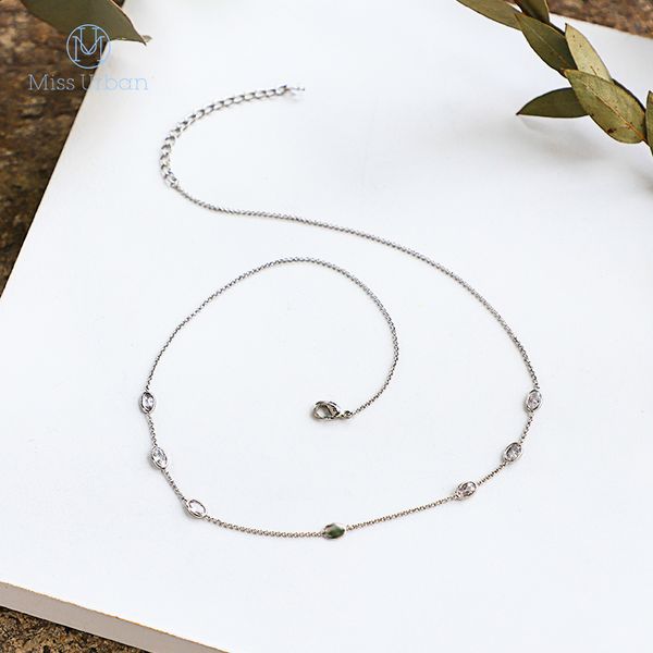 

new arrival fashion long necklace for women handmade brass zircon adjustabel necklace charming date gift jewelry, Silver