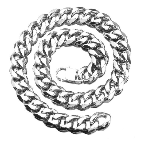 

19mm punk hip hop stainless steel silver color cuban curb chain cool men women necklace or bracelet jewelry christmas gift 7-40"