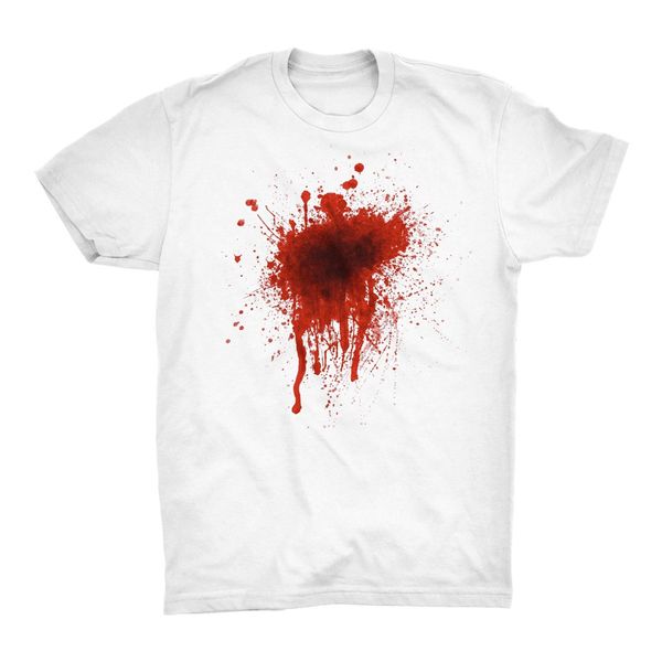 

blood t shirt stain wound gun shoot bulllet injury fight halloween horror popular tagless tee shirt