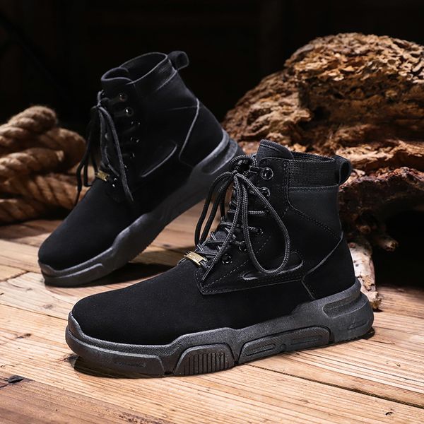 

fashion 2020 winter boots men shoes male casual ankle rubber brand boot men work safety shoes spring footwear 39-44, Black