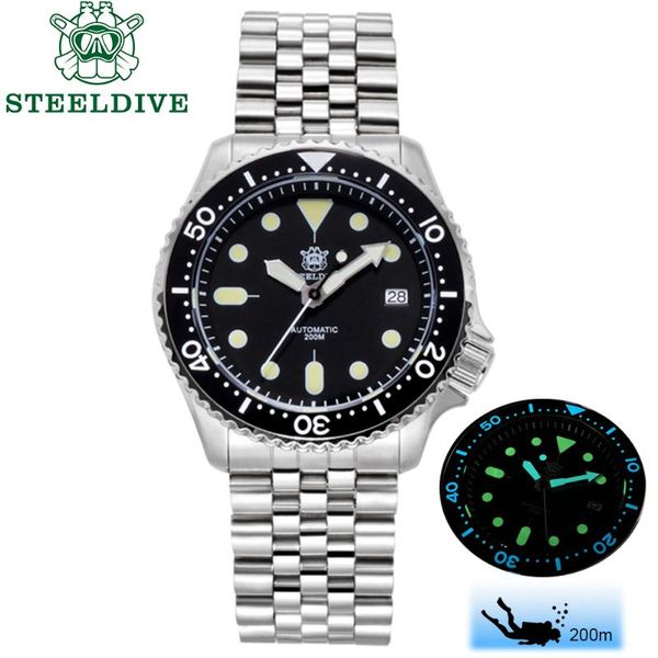

steeldive 1996 япония skx007 малого abalone нержавеющей стали 316l погружение часы 20ого механический керамический ободок дайвер часы мужски, Slivery;brown