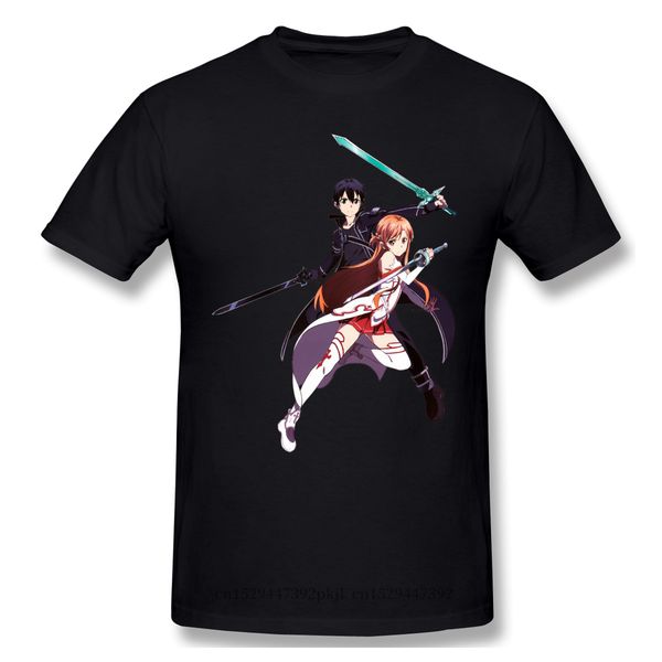 

kirito and asuna render funny t-shirt men summer cotton t shirt sword art online sao death game crew neck 2020