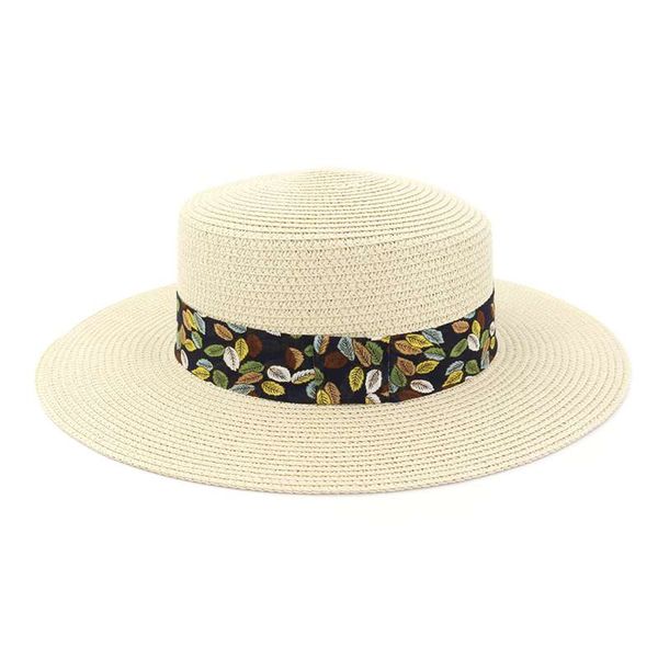 

wide brim hats wzcx 2021 printed strap solid color flat cap straw hat casual tide summer beach women's, Blue;gray