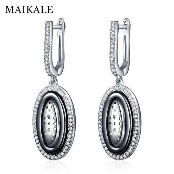 

maikale charm water drop black ceramic earrings heart hollow copper cubic zirconia gold silver color earrings for women gifts