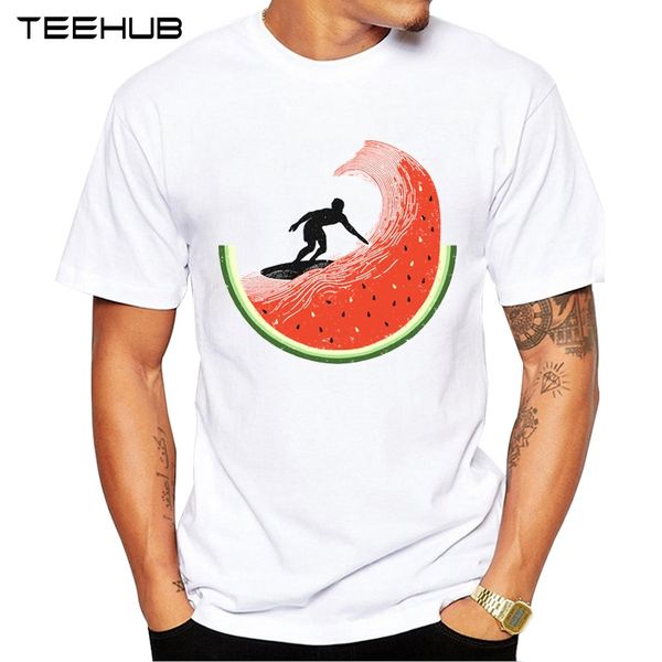 

teehub men's new fashion summer watermelon waves design short sleeve t-shirt cool printed hipster tee shirts