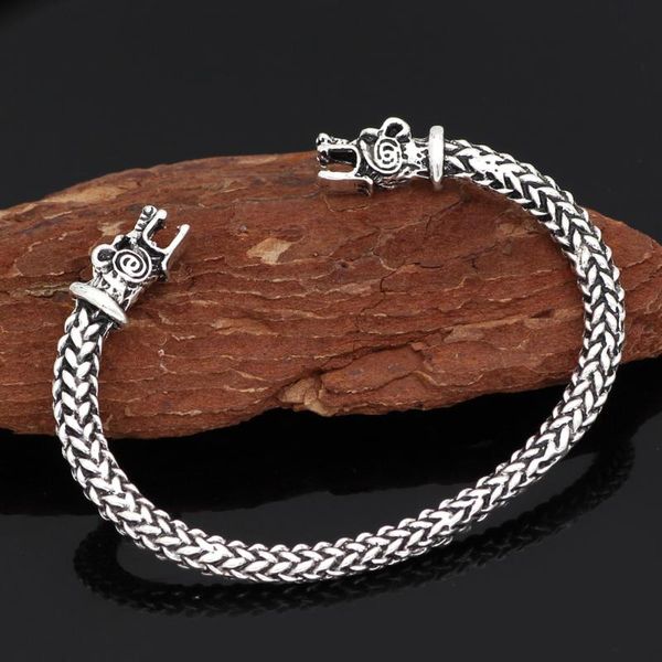 

men nordic viking odin wolf king chain amulet bracelet adjustsize, Black