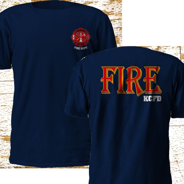 

новая мода канзас-сити отдел пожарной охраны миссури пожарный kcfd navy t-shirt s-3xl tee рубашки
