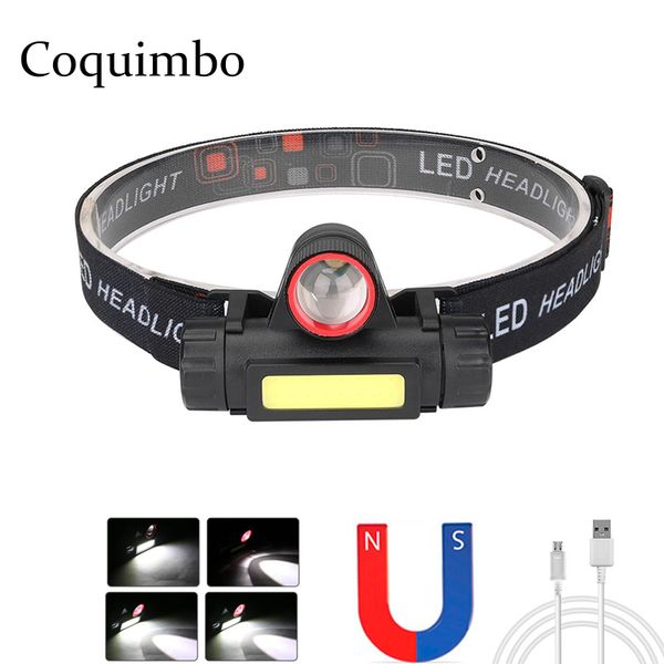 

4 modes led headlamp with magnet headlight built-in 18650 battery mini cob head for fishing hiking camping