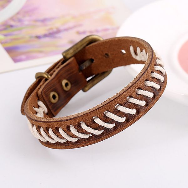 

charm bracelets strap bracelet punk vinatge genuine leather male braided wax cord fashion jewelry accessories, Golden;silver
