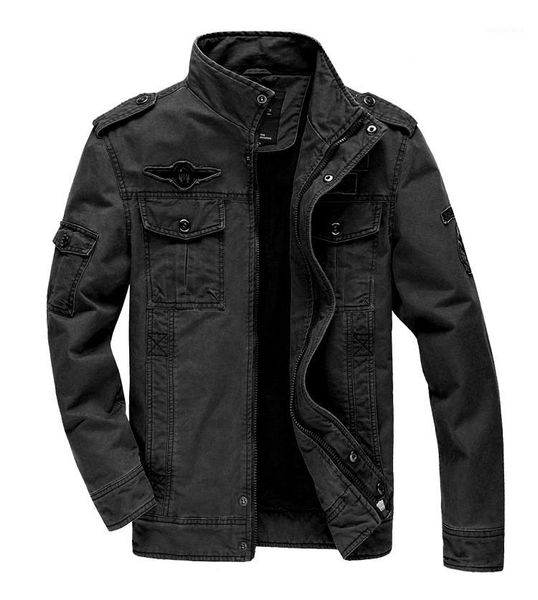 

panelled zipper fly coats stand collar long sleeved cotton jacket mens clothing men spring autumn cargo jackets solid, Black;brown