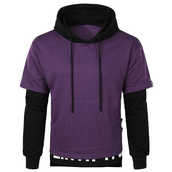 

spring autumn hoodies men fashion pullover sweatshirt fake two pieces hoodie sweatshirt hip hop hoodies menletter printing design j1811137, Black