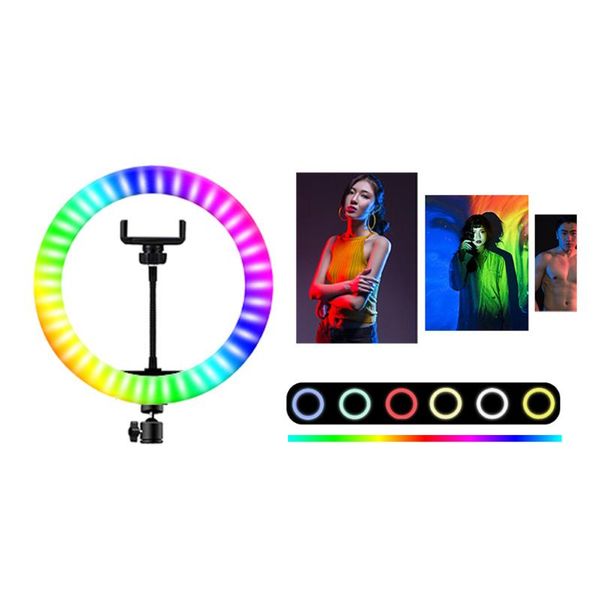 

flash heads pography 20/26/33cm mini rgb led selfie ring light ringlight with phone clip pographic lighting video makeup lamp