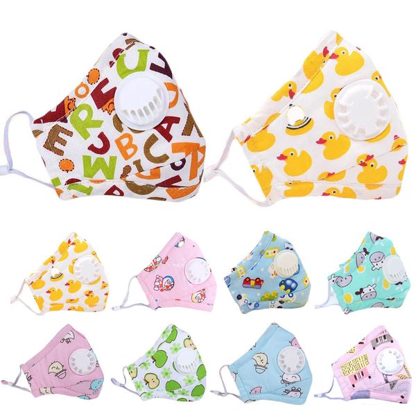 

mask kids face designer fashion face masks children's pm2.5 filter breathing valve cotton mask anti-fog three-layer printed cartoon mas