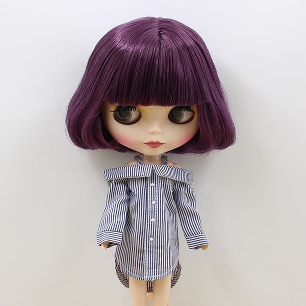 

bare shoulders shirt striped leaking shoulder for 1/6 blythe doll accs