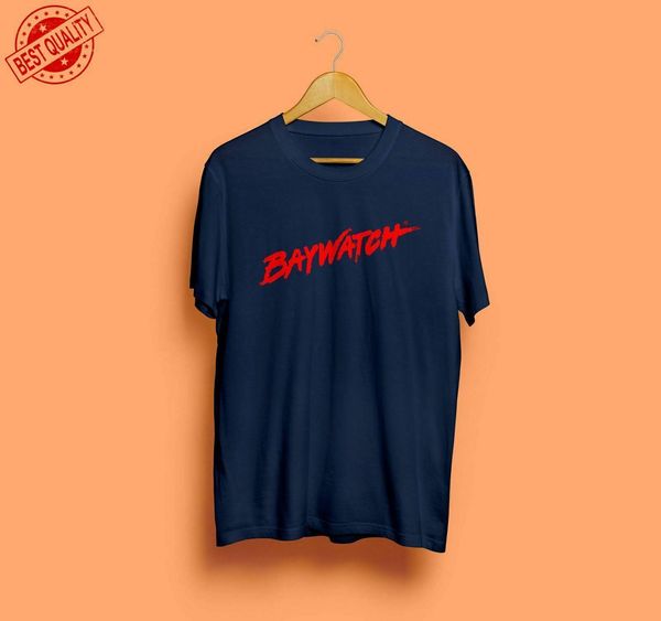 

baywatch t-shirt action comedy movie logo brand short sleeve tricolor tee