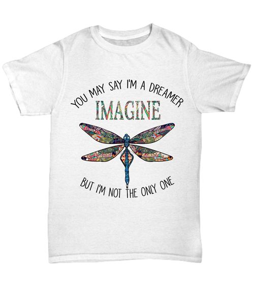 

dragonfly imagine peace dreamer hippie t-shirt men women tee gift love life summer casual tee shirt