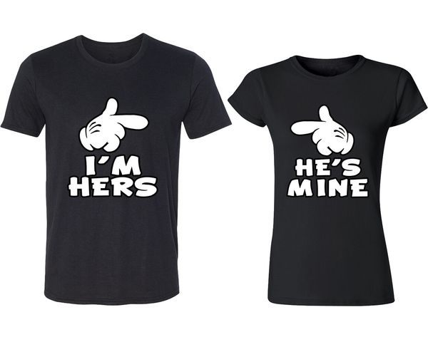 

я hers он mine мультфильм рука пара tshirt мультфильм рук я mine hers хэ прохладный повседневная гордость майка мужчин унисекс новая мода