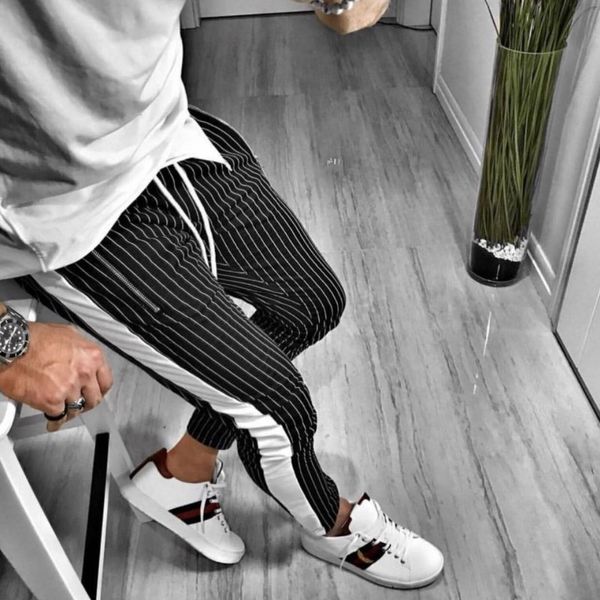 

Mens Fashion 2020 Striped Trousers High Quality Sweatpants New Arrive Sport Jogger Pants 2 Colors for Wholesale Hot Sale