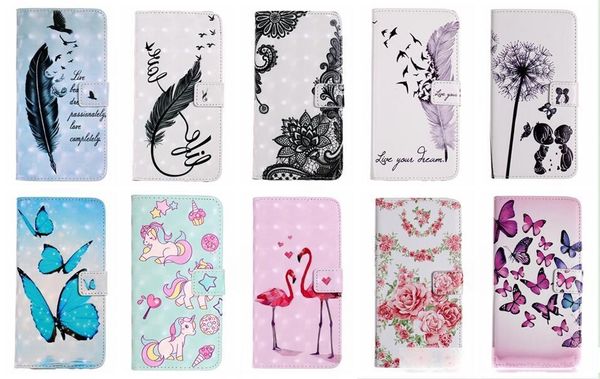 

3d flower wallet leather for iphone 12 2020 11 pro max huawei p40 lite pu case butterfly unicorn lace feather flamingo bird lover flip cover