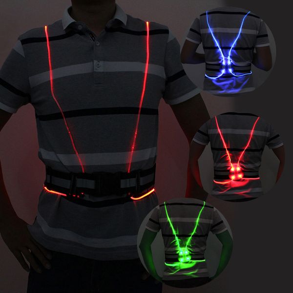

universal angel wing visibility security led fiber optic night running riding cycling vest color luminous reflective vest