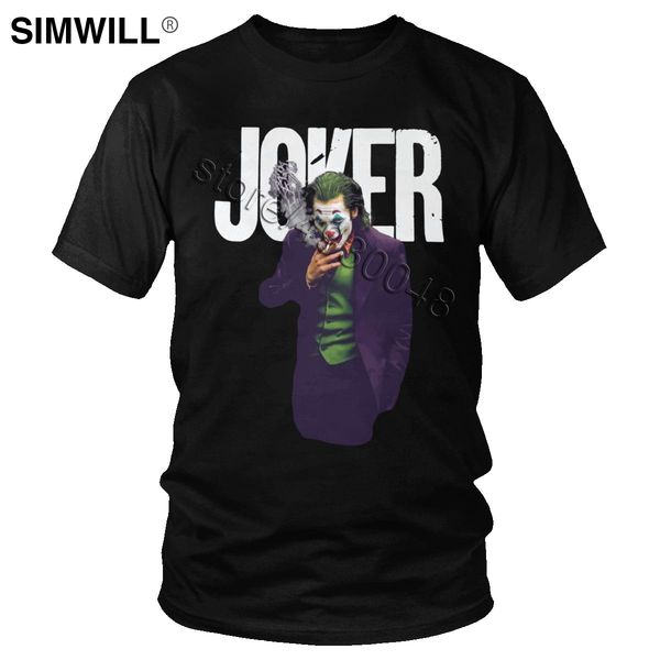 

лето последние футболка мужчины хлопок 2019 фильм joker футболка с коротким рукавом joaquin phoenix graphic tee 4xl 5xl 6xl товарная tops