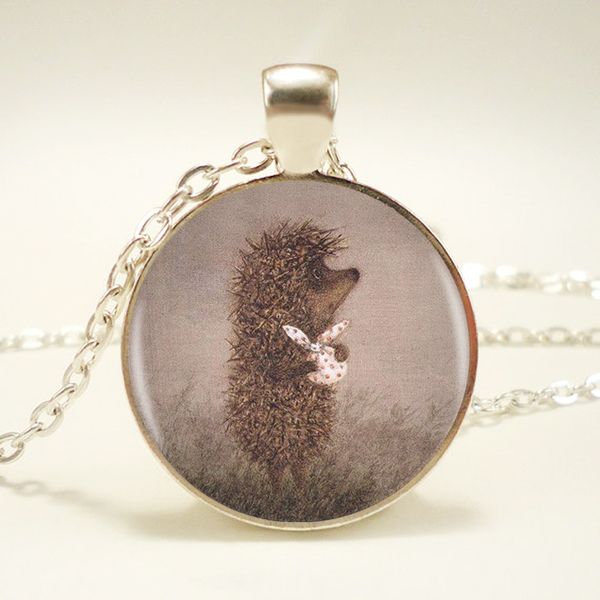 

1pcs/lot hedgehog in the fog silver pendant necklace long chian statement handmade fashion necklace for women