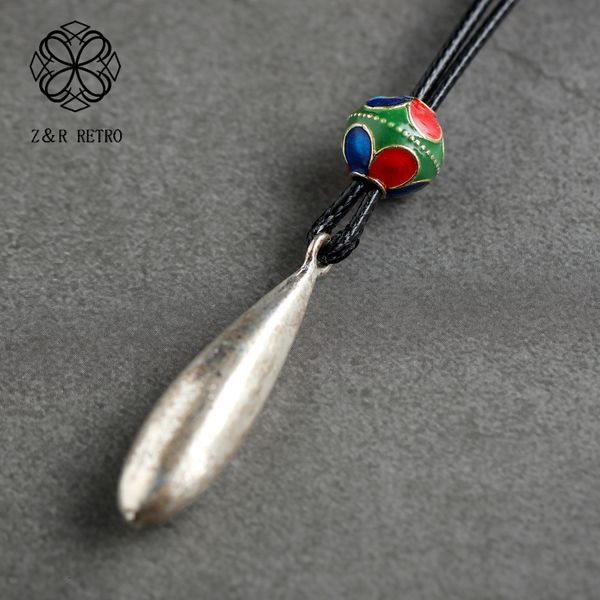 

color bead pendants jewelry women necklace vintage long rope chain choker alloy suspension jewellery necklaces & pendants 2020, Silver