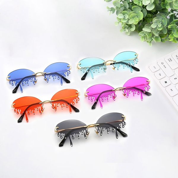 

2020 new fashion funny tears gorgeous diamond sunglasses woman stage show baita frameless personality sunglasses, Silver