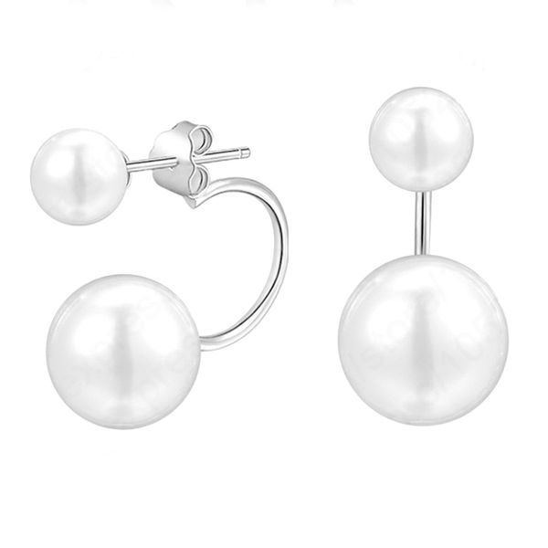 

stud 2021 arrival real pure 925 sterling silver double natural round pearl beads earrings jewelry nice party gift, Golden;silver