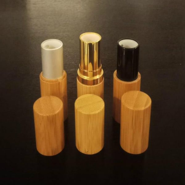 

makeup packing 100pcs 5g 5ml eco-friendly cosmetic lip container empty bamboo lipstick tube with gold/silver/black inner