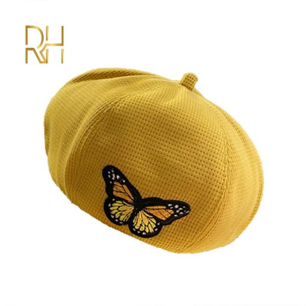 

berets vintage butterfly embroidered beret hats for women casual flat caps summer sun fashion streetwear painter cap rh, Blue;gray