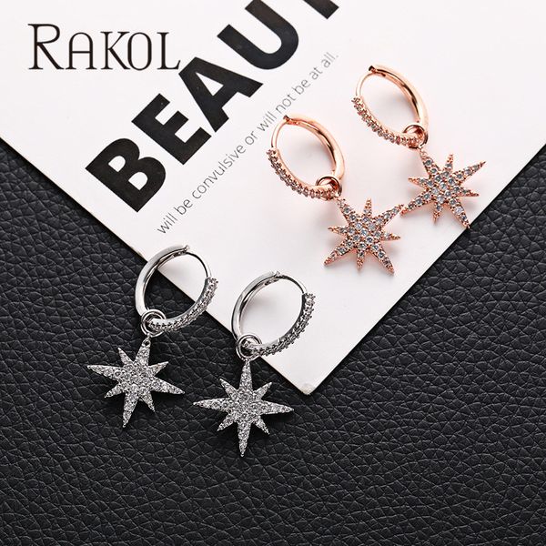 

rakol 2020 new fashion jewelry classic earrings for women geometric star moon personality korean classic earrings gift el1174, Golden;silver