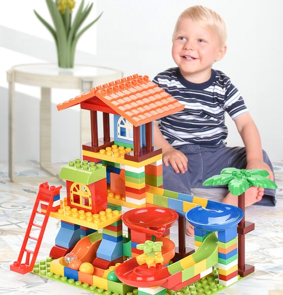 

178pcs villa ball building block marble race run maze balls track funnel slide diy big bricks set funny kid toys