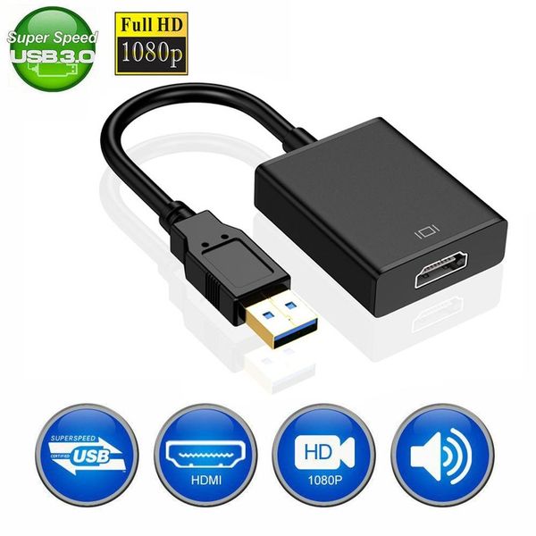 

usb 3.0 to hdmi drive cable female audio video adaptor converter cable for windows 7/8/10 pc projector television computer