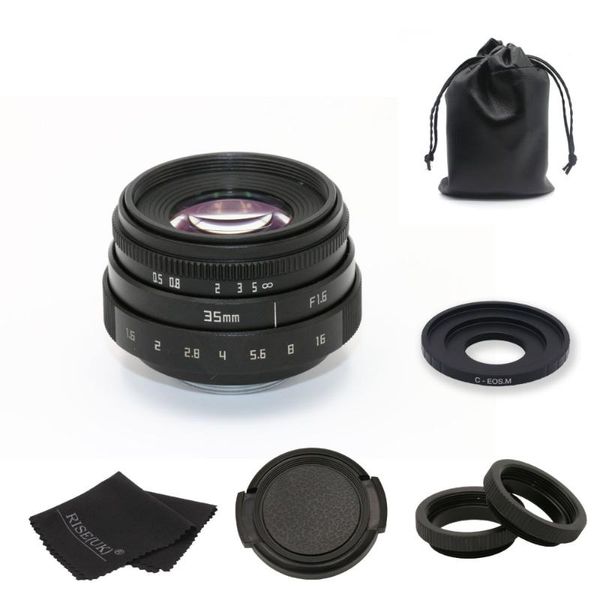 

new arrive fujian 35mm f1.6 c mount cctv lens ii +c mount adapter ring+macro for canon eos m ef-m mirrorless