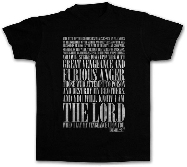 

иезекииль 2517 t-shirt - криминальное чтиво винсент вега фильм тарантино gangster рубашка мода классический стиль tee shirt