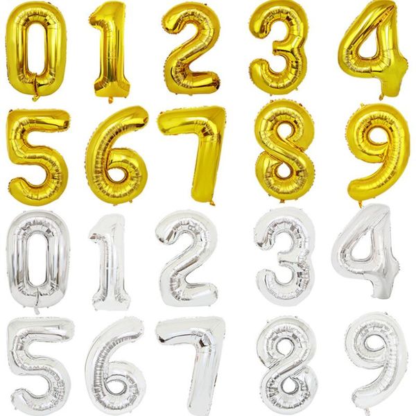 32 inç mektup sayı balonlar Folyo balon altın gümüş mektup dijital Globos doğum günü partisi dekorasyon bebek banyosu malzemeleri HHE1577