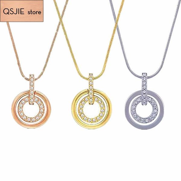 

qsjie swa classic fashion round double round collar chain necklace, Silver