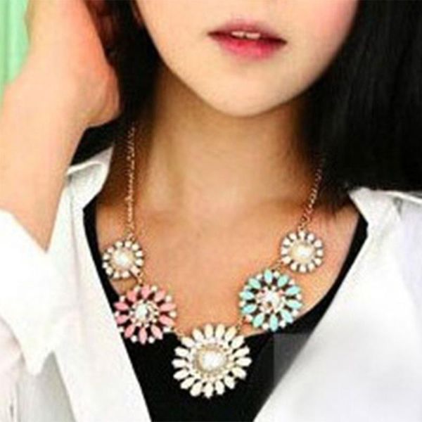 

retro daily charming flower shape gift decoration alloy festival short accessory women necklace, Silver