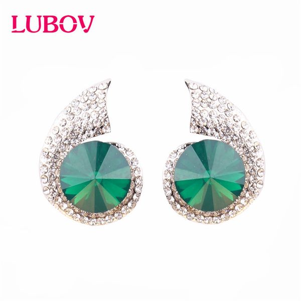 

stud lubov big crystal fishtail earrings shine stone women piercing trendy wedding jewelry christmas gift wholesales, Golden;silver