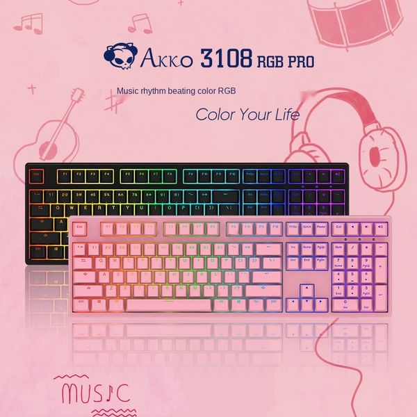 

akko 3108s pro rgb backlit mechanical keyboard wired original cherry axis game office mechanical keyboard